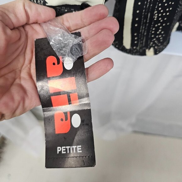 Alia Blouse Black Cream Button Down Polka Dot Patchwork Office 20WP Deadstock - Picture 13 of 14